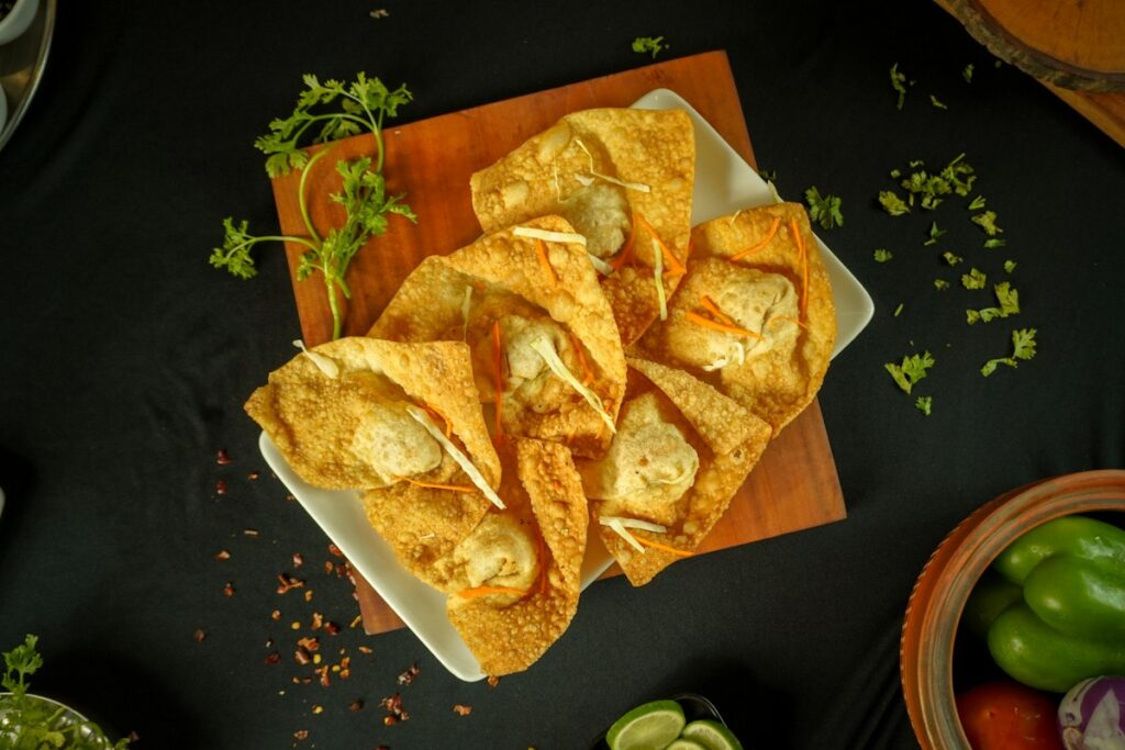 Fried wontons on a plate